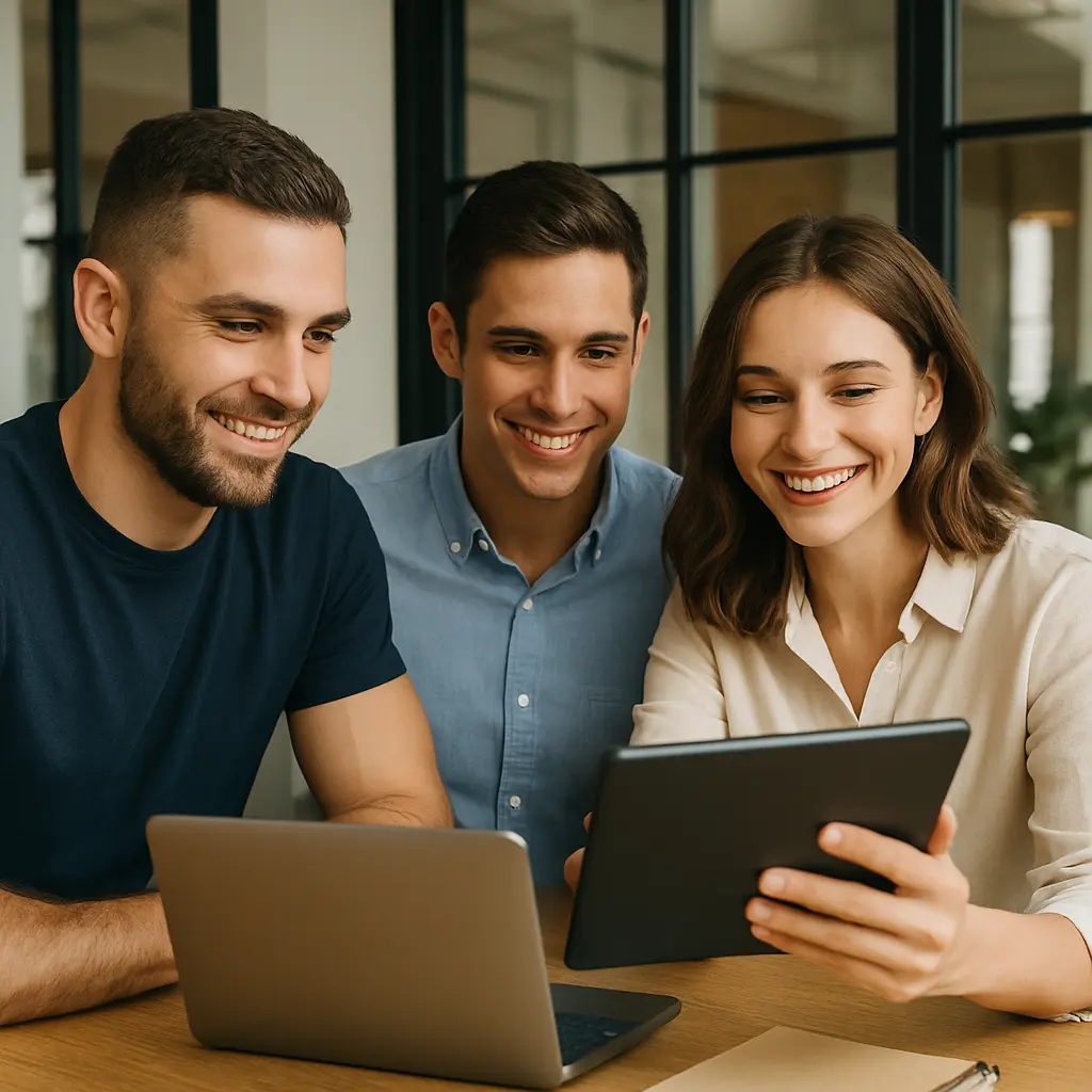 Equipo de Examiname trabajando en la plataforma